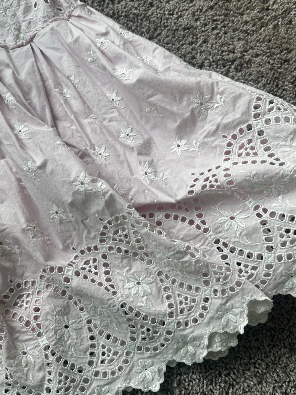 LoveShackFancy Pale Pink Eyelet Cotton Mini Dress - Picture 3 of 6